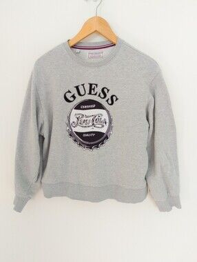 GUESS Originals x Pepsi Cola Rhinestone Logo Crewneck Sweatshirt Gray Size Small